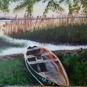 KB Boat Painting Hand Made Acrylic Wall Painting